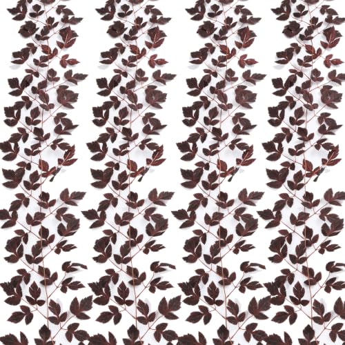 Dark Burgundy 27ft Fall Garland Set - Autumn Maple Leaves for Mantle & Porch Decor