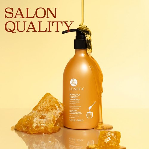 Luseta Manuka Honey Shampoo - Moisturizing Formula for Dry, Damaged Hair | 16.9oz Hydrating & Frizz-Repairing