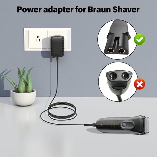 Braun Charger Replacement - Compatible with Series 7, 9, 5, 1 Shavers | 12V 400mA Charging Cord