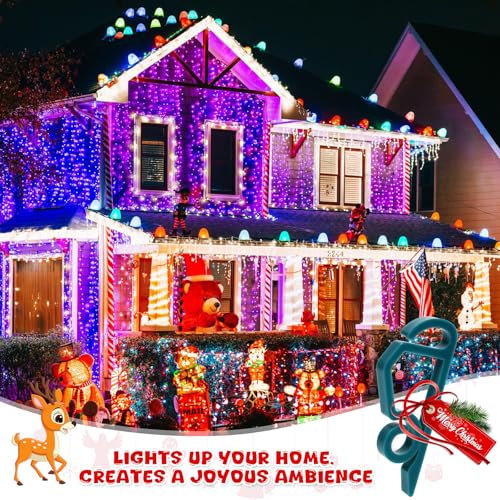 SelfTek 120 Pcs Christmas Light Clips for Gutter & Outdoor Decoration - Green