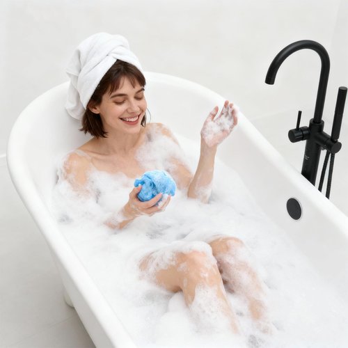 Back Scrubber for Shower and Dead Skin Removal, Exfoliating Body Scrubber for Smooth Skin Japan Washcloth for Shower & Bath, Versatile Body Scrub Towel, Ideal for Skincare, Deep Exfoliation Blue