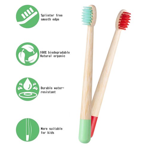 BlueForest Era Kids Bamboo Toothbrushes Set, BPA Free Soft PBT Bristles, Natural Eco Friendly Wooden Tooth Brush for Children Toddler, Biodegradable Individual Wrap Travel Toothbrush 6 Pack