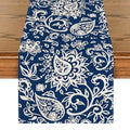 Blue Floral Paisley Table Runner - 13 x 90 Inch Spring Kitchen Decor