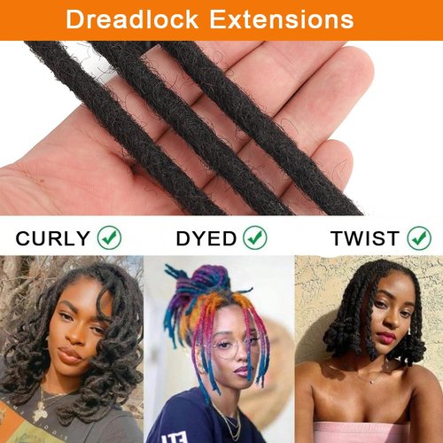 Dreadlock Extensions Human Hair 0.6cm Width 8 Inch 20 Strands, 100% Human Hair Loc Extensions, Full Handmade Locs Extensions for Men/Women, Can be Dyed Soft Dreads, #27 Blond