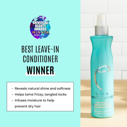 Malibu C Leave-In Conditioner - Moisturizing Heat Protectant & Detangler Spray for All Hair Types (9oz)