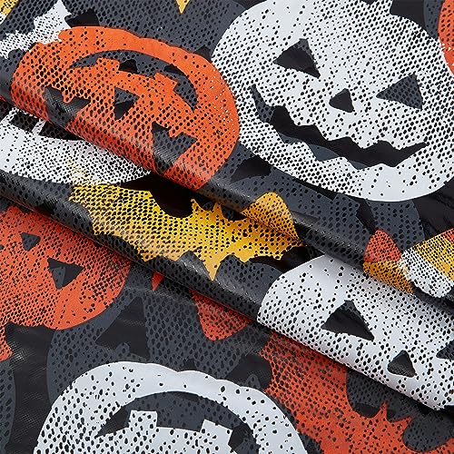 Halloween Vinyl Tablecloth 60x84 Inch with Flannel Backing Ghosts Cats Pumpkins