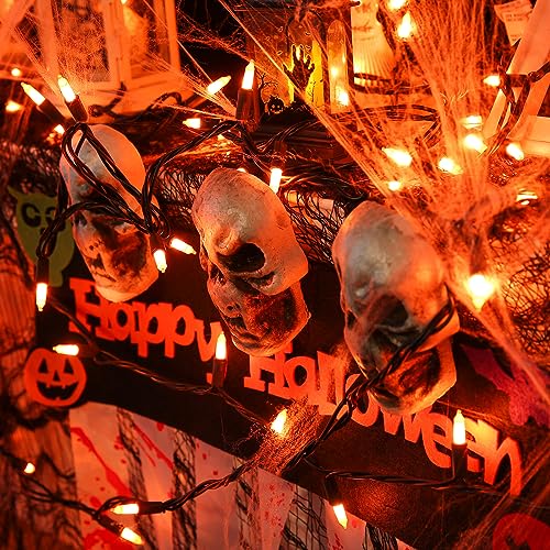 Halloween Orange String Lights - 12.5ft 50 LED Incandescent Bulb Lights - Connectable Indoor Outdoor