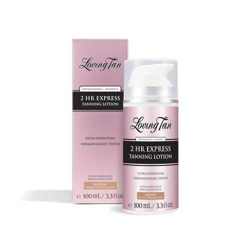 Loving Tan 2 Hr Express Self Tanning Body Lotion - Hydrating, Streak-Free Glow | Medium, 3.3 fl oz