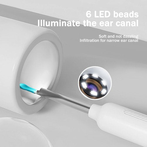 Ear Wax Removal, Ear Wax Removal Tool Camera with 1080P and 6 LED Lights, Ear Cleaner with 10 Replacement Tips, Earwax Removal Kit with Camera and 7 Pcs Ear Picks for Android/iOS