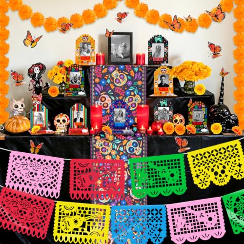 Dia De Los Muertos Picture Frame Set for Ofrenda Altar - Mexican Folk Art Decorations
