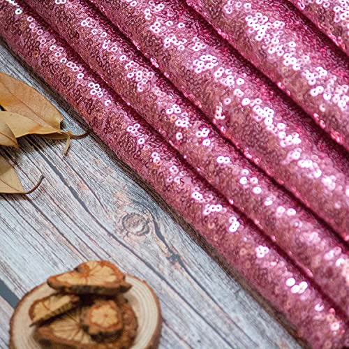 Rose Pink Sequin Tablecloth - 132 Inch Round Glitter Cover for Weddings & Parties - Variation of THIS listing