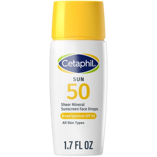 Cetaphil Sheer Mineral Liquid Sunscreen - Broad Spectrum SPF 50 for Sensitive Skin, 1.7 Fl Oz