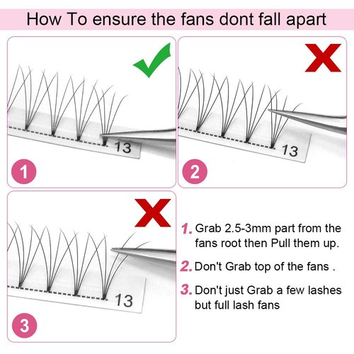 Premade Volume Eyelash Extensions 4D-D-0.07-9 Short Stem Premade Fans Eyelash Extensions Volume Lash Extensions .07 .10 Premade Volume Fans Pre made Lash Fans C D curl(4D-D-0.07,9mm)