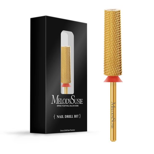 MelodySusie Super Long Tapered Nail Drill Bits, 3/32'' Carbide Tungsten Bits, Suitable for Manicure Pedicure Cuticle Gel Polishing, Professional Advanced Bits, Gold, Series Bit-X, Fine