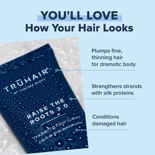 Truhair Raise The Roots 2.0 - Instant Hair Thickening Fiber Cream for Frizz-Free Blowouts | Volumizing Hair Styling Cream for All Hair Types