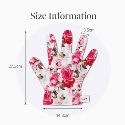 Koelf Rose Petal Satin Hand Mask (10pairs) - Intensive Nourishing, Moisturizing Gloves, Rose Scented Hand Repair Masks with Peptide, Collagen, Shea Butter for Silky Smooth Skin, Hand Treatment
