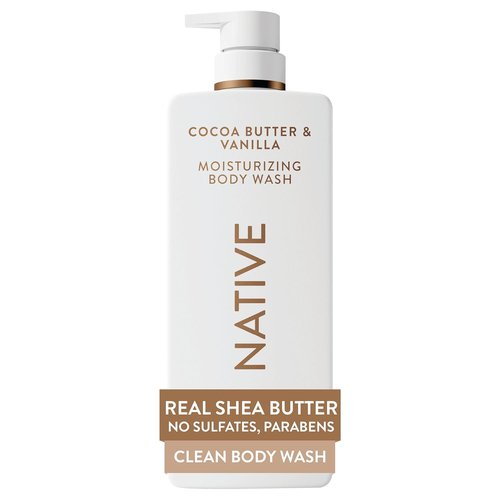 Native Body Wash - Cocoa Butter & Vanilla | 24-Hour Hydration for Dry Skin, 22 oz