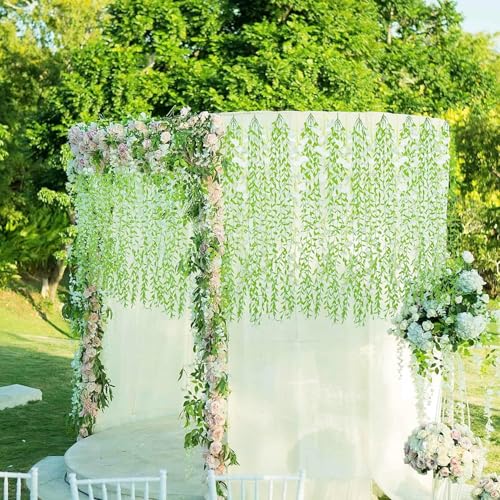 Willow Branches - Green 10 Pack Artificial Hanging Vines for Indoor Outdoor Decor