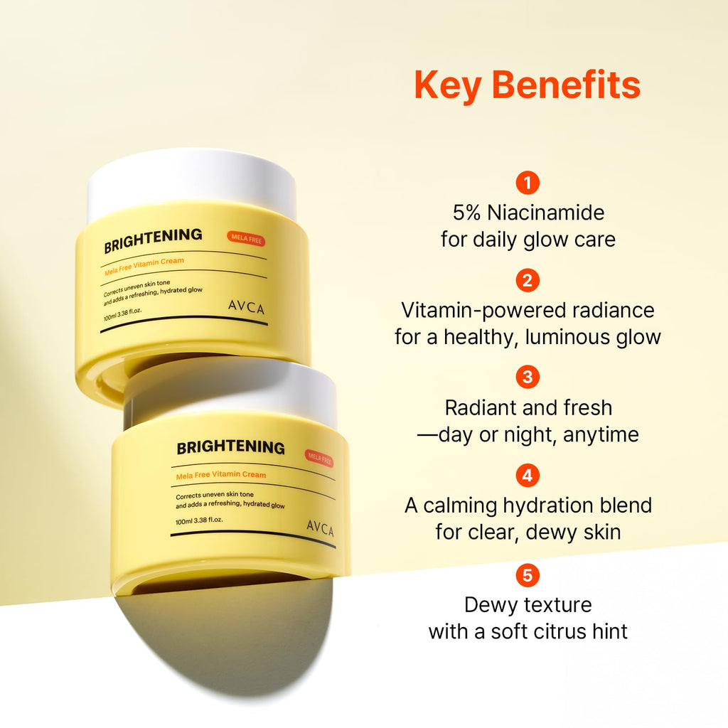 AVCA Vitamin + Niacinamide Radiance Cream - Even Tone & Glow Moisturizer | 100ml (3.38 fl. oz)