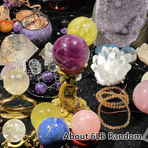 6lb Natural Crystal Box - Polished Spheres, Towers & Heart Shapes for Home Decor & Gifts