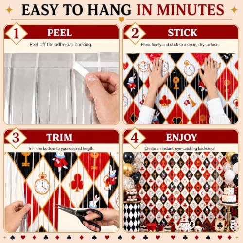 Wonderland Tea Party Decorations Photo Backdrop and Foil Curtain Set