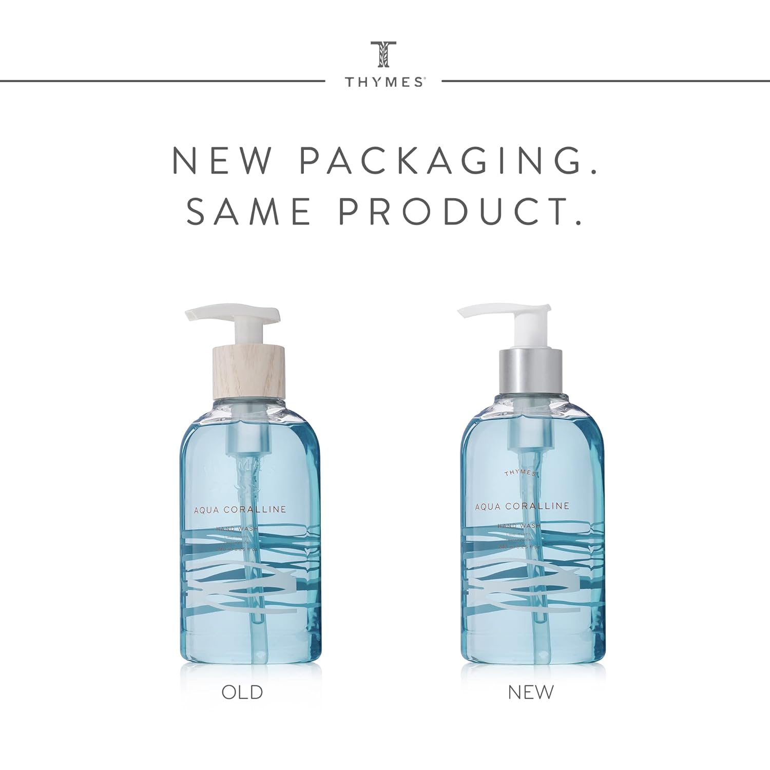 Thymes Moisturizing Hand Wash Soap - Luxury Glycerin & Kelp Formula - Serene Aqua Coralline Scent (8.25 oz)