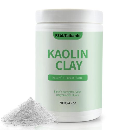 FSbbTaibanle White Kaolin Clay Powder 100% Natural Ultra-Fine Cosmetic Grade Gentle & Smooth Texture for Natural DIY Skin Cleansers, Masks and Scrubs, and More(32 oz)