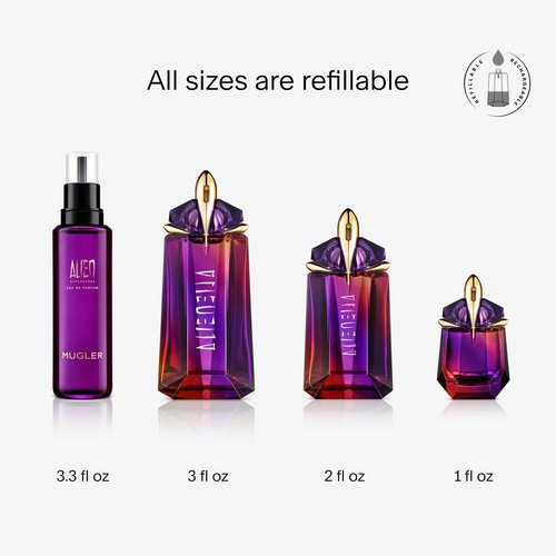Mugler Alien Hypersense Eau de Parfum - Floral Woody Women's Perfume Refill Bundle | 2 Fl Oz + 3.3 Fl Oz