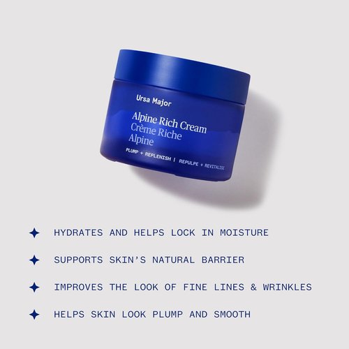 Ursa Major Alpine Rich Cream - Deeply Hydrating Natural Face Lotion | Supports Skin Barrier & Targets Fine Lines | Vegan & Cruelty-Free | 1.69 oz