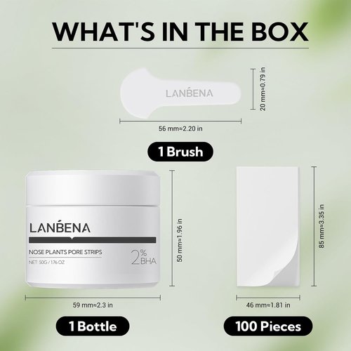 LANBENA Pore Strips - Blackhead Remover Nose Strips | 100 Pcs (50g/1.76 Oz) for Clear Skin