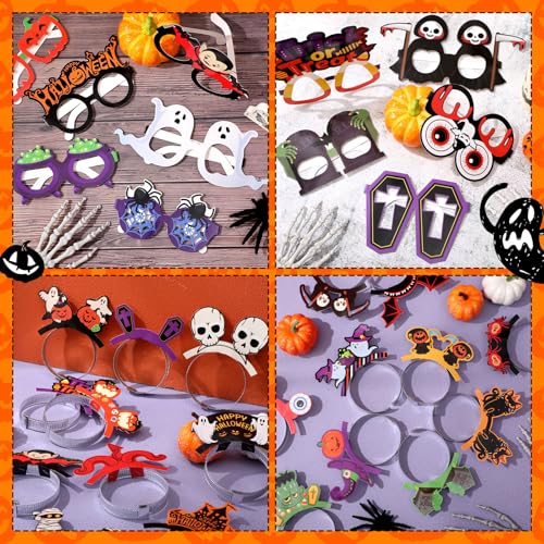 Halloween Party Decoration Kit with 129 Pieces - Balloons, Foil Curtains, Photo Props, Headbands & Glasses