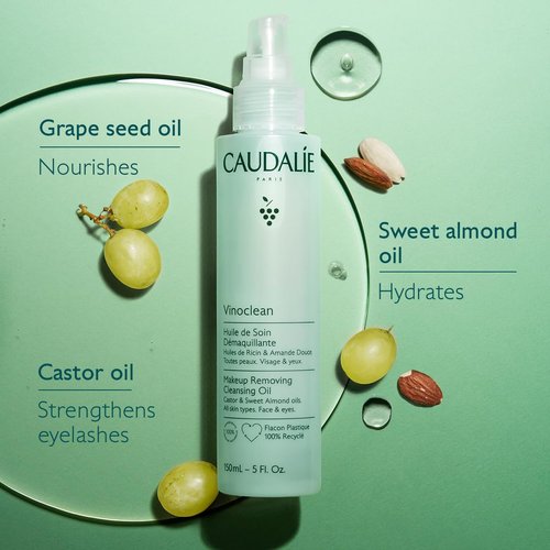 Caudalie Vinoclean Cleansing Oil - Gentle Waterproof Makeup Remover for All Skin Types