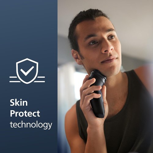 Philips Norelco Electric Shaver 2400 Series - Wet & Dry with Pop-Up Trimmer | Deep Black, Model X3001/90