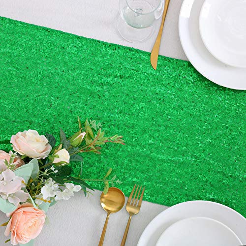 Green Sequin Table Runner 4 Pack 12x72 Inches for Wedding Party Decor