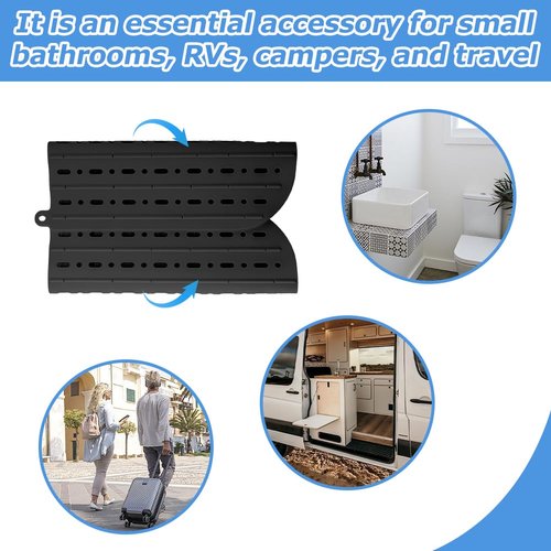 Kryslanix Bathroom Sink Cover for Counter Space With Storage Bag, 22 * 17" Foldable Sink Cover,Silicone Beauty Makeup Brush Cleaning Mat,for Counter Space & Storage Saver(black)