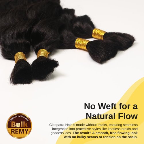 Human Braiding Hair for Boho Braids – French Deep Wave Boho Hair, No Weft, Natural Wave, Micro Braiding Hair, 100% Virgin Remy, 14 Inch 90g (1B Natural Black)