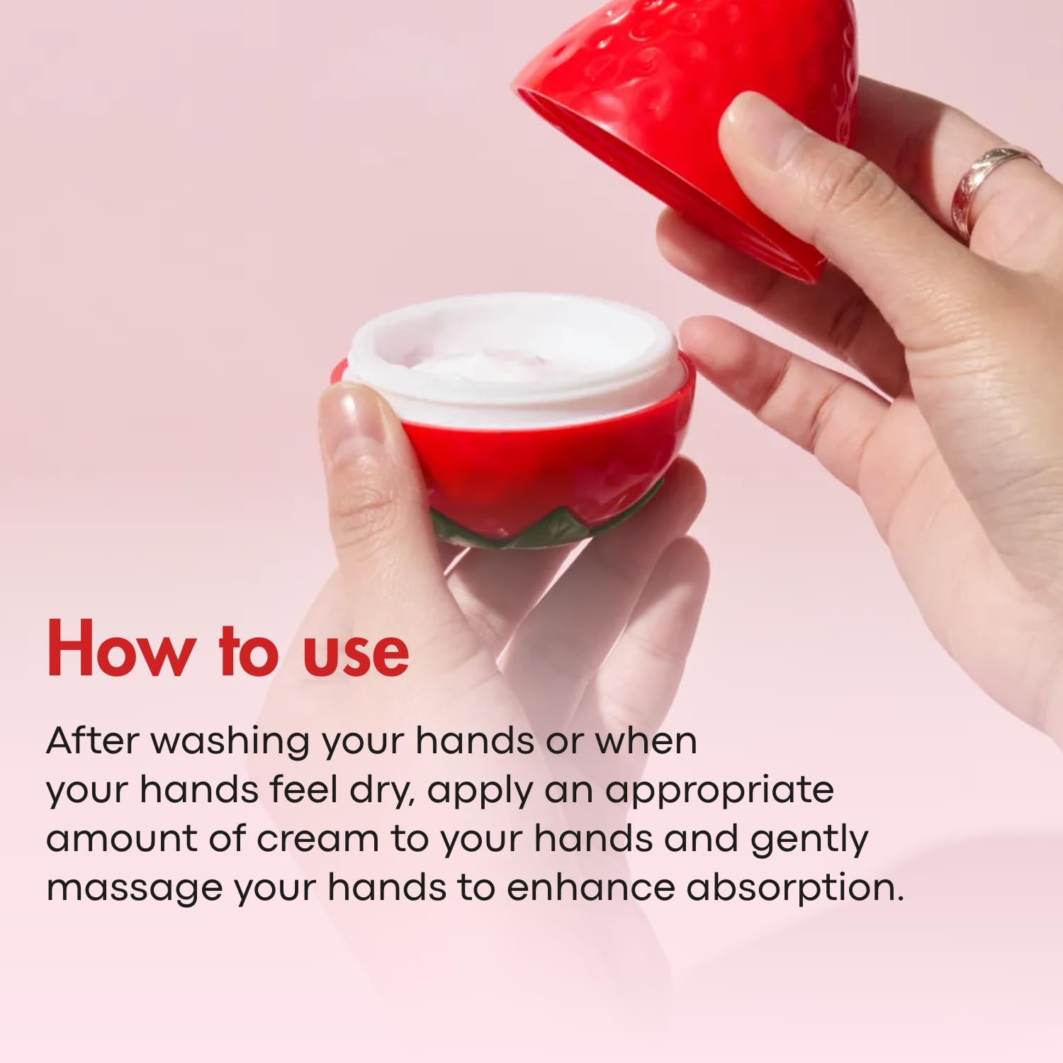 TONYMOLY Strawberry Hand Cream - Lightweight Hydrating Moisturizer with Shea Butter, 1.05 oz