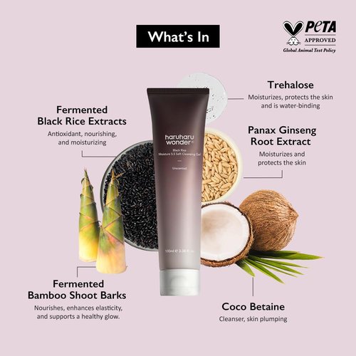 HARUHARU Wonder Black Rice Moisture Cleansing Gel - Gentle Daily Cleanser for Sensitive Skin | 3.4 fl. oz.