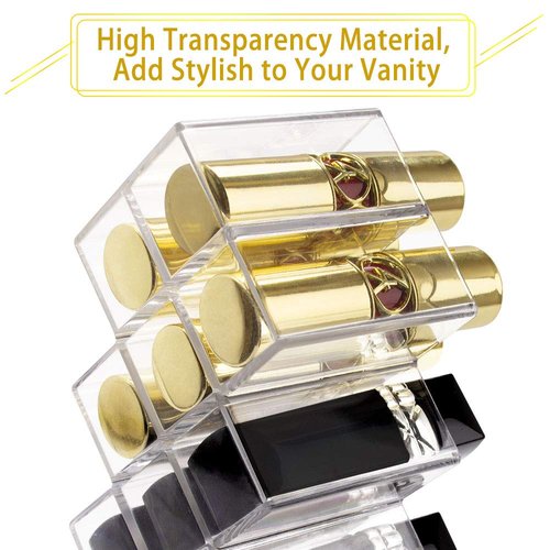 Nimiah Lipstick Holder Organizer for-Vanity - 16 Slots Lip Gloss Holder Clear Cosmetics Display Stand for Lip Stick Storage