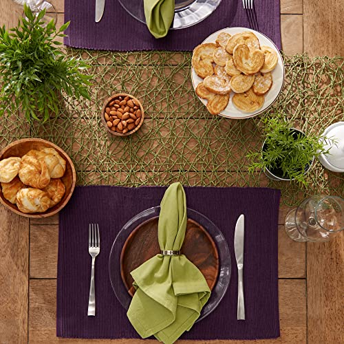 Eggplant 13x19 Inch Ribbed Cotton Placemat Set of 6