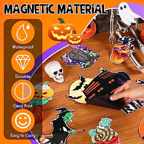 Halloween Cruise Magnet Set - Skull Variation, 16pcs Door & Car Decorations
