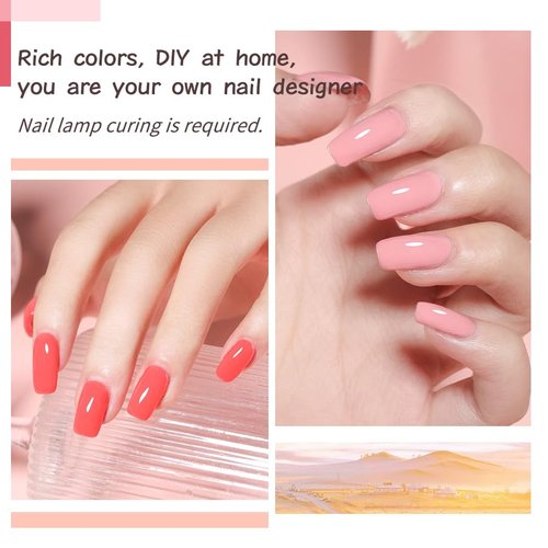 JR 9pcs 15ml Gel Nail Polish Set Red Nude Pink Gel Polish Kit Nude Pink Gel Polish Nail Art Manicure Salon DIY Soak Off UV LED Nail Gel Kit DIY Art Manicure