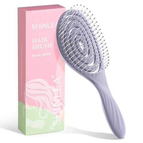 SHINLEA Detangle Hair Brush - Vented Spiral Brush for Effortless Tangle Removal | All Hair Types (Purple)