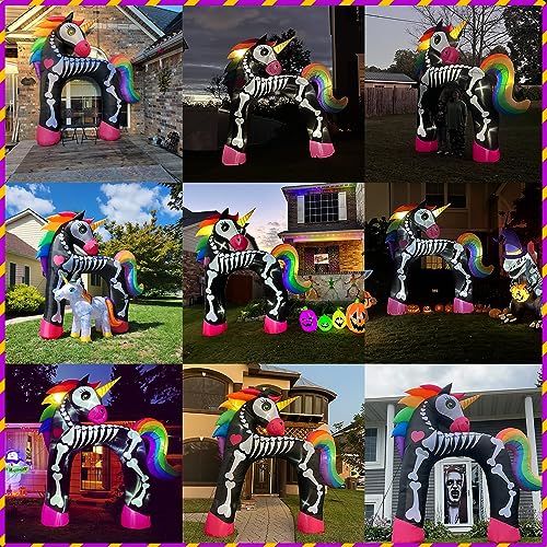 11FT Halloween Inflatable Arch Rainbow Skeleton Unicorn Outdoor Decor