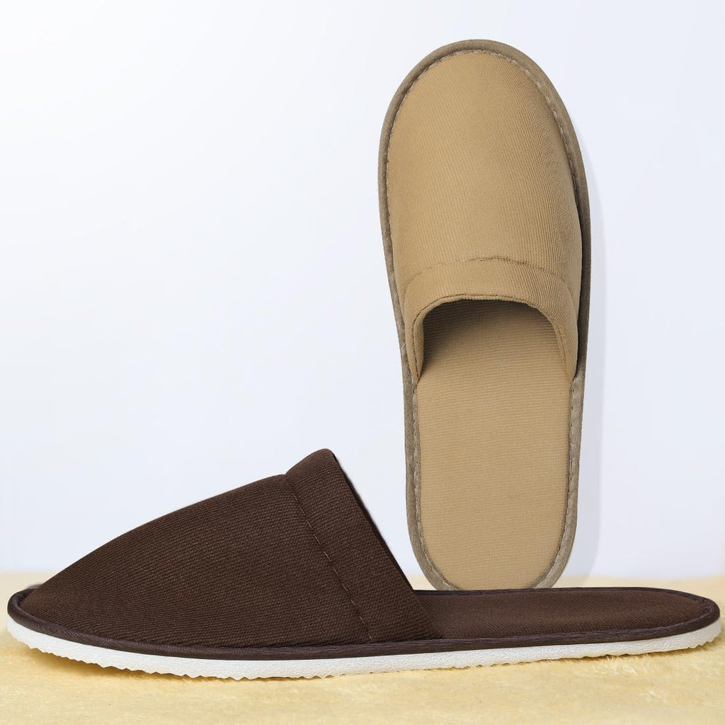 Yeios 20 Pairs Disposable Slippers for Guests Hotel Slippers Bulk Spa Slippers Closed Toe House Slipper Bulk for Adult for Men and Women Coffee