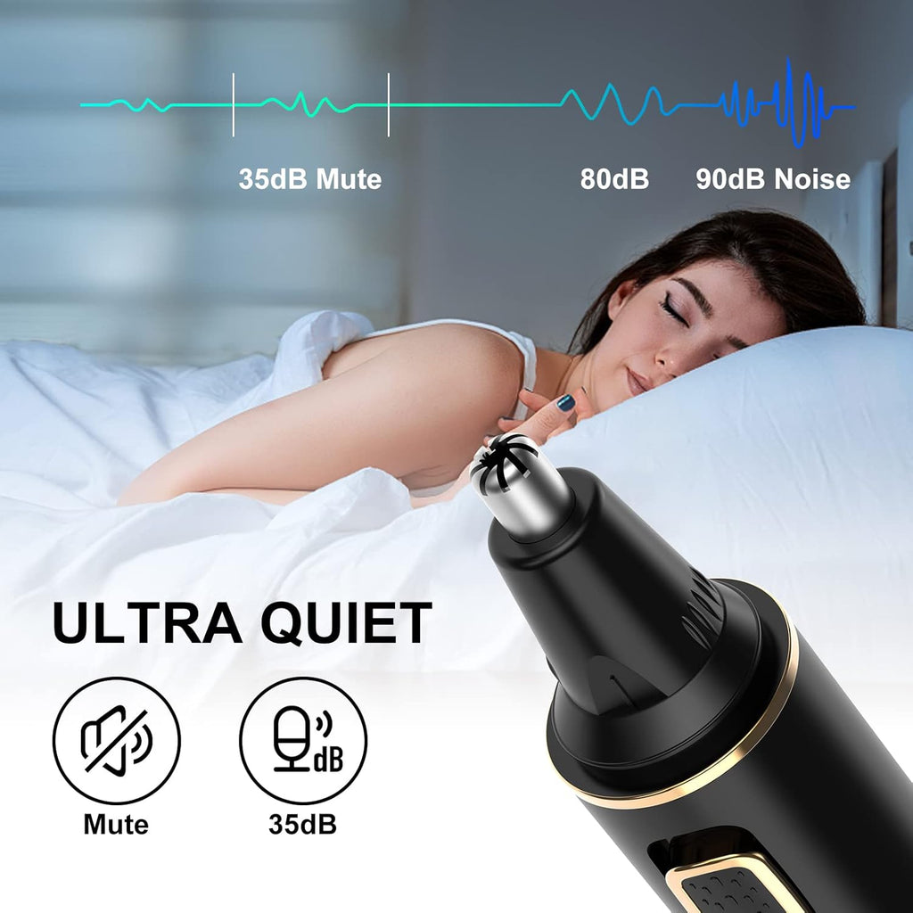 XOOMRSCP Nose Hair Trimmer - Rechargeable 2-in-1 Painless Ear & Nose Hair Removal | IPX7 Waterproof, Dual Edge Blades (Black)