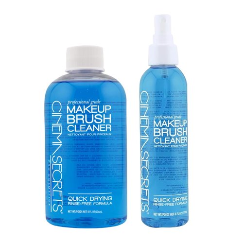 Cinema Secrets Makeup Brush Cleaner - Quick-Drying, Rinse-Free Formula for Professional Use | 8oz & 6oz Bottles