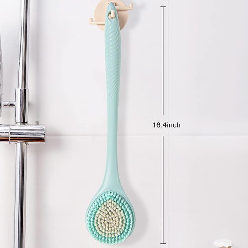 BEDELITE Back Bath Brush Long Handle for Shower of 2 - Soft Shower Brush for Men & Women,Back Brush Scrubber - 16.4" Long Skin Exfoliator for Bath Scrubber Body Brush（Blue & Blue）