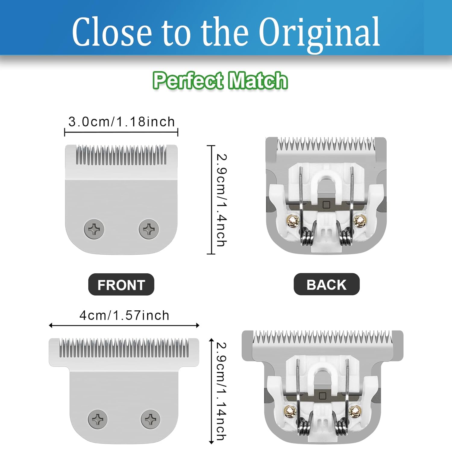 WHAL Stainless Steel Replacement Detachable Blade Set - Compatible with Lithium Ion Trimmer | 30MM & 40MM 2-Pack