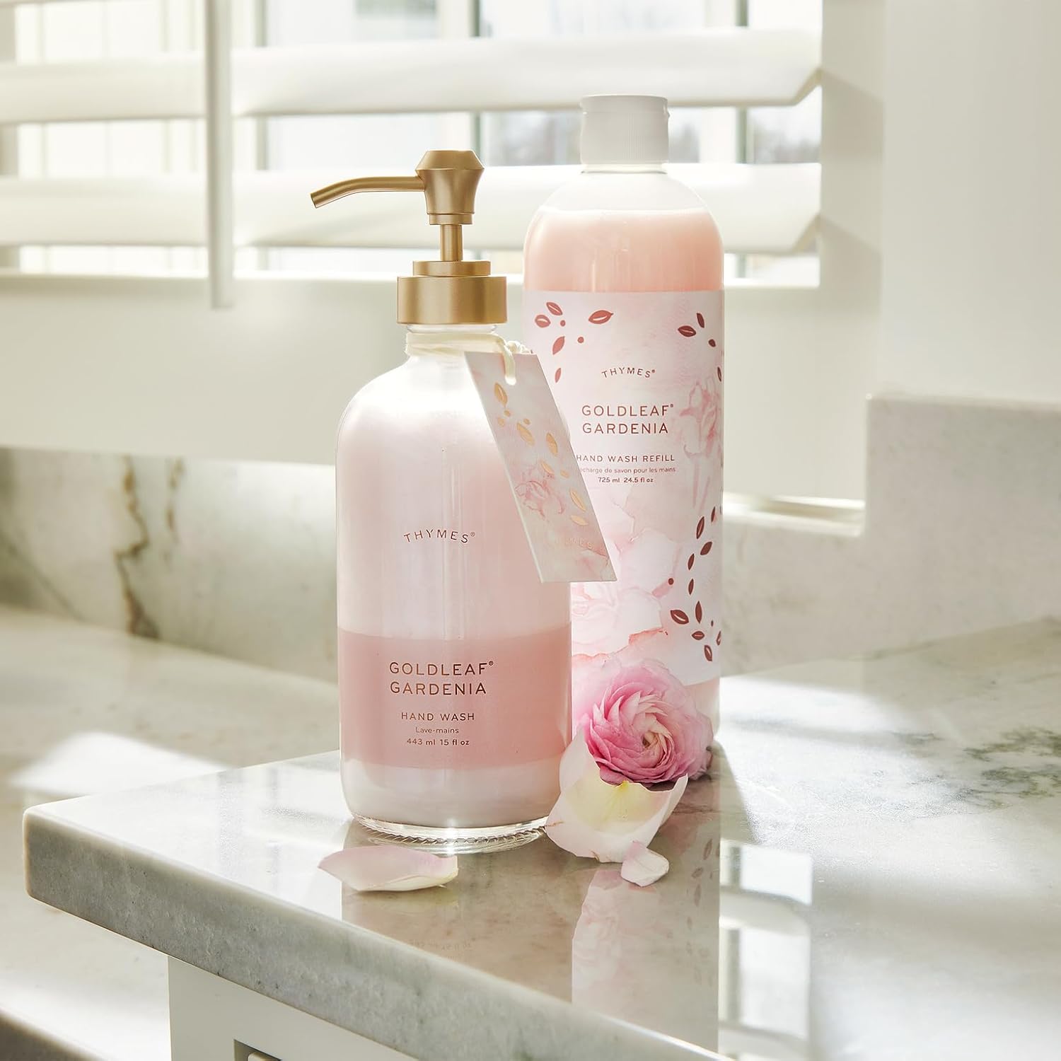 Thymes Large Hand Wash - Goldleaf Gardenia Scent - 15 Fl Oz | Luxurious Moisturizing Cleanser